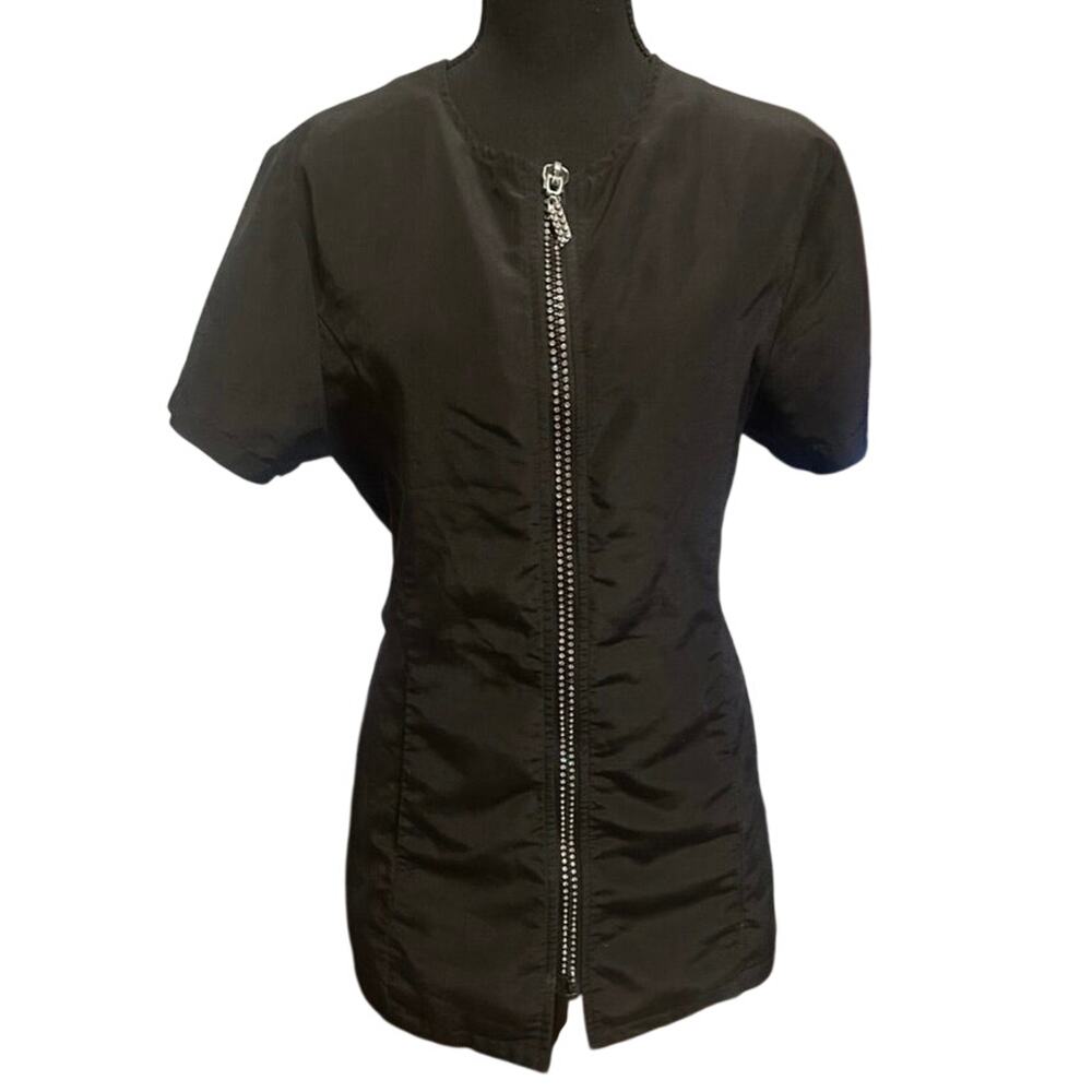 Ladybird Line Groomer Rhinestone Jacket Smock - Black - SMALL